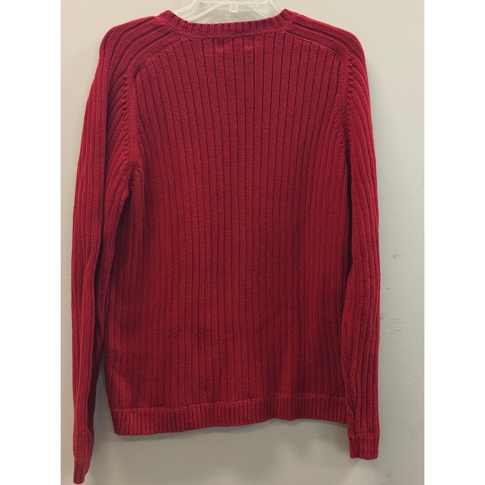 Vintage Polo Jeans Co Ralph Lauren Sweater Mens Large Red Ribbed Cotton Crewneck - Picture 3 of 11